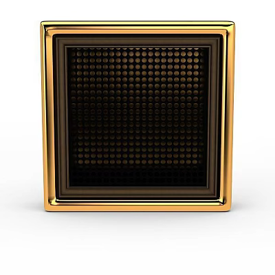 Black Component Featuring Golden Frame And Small Circular Dots Inside Structure 3d model