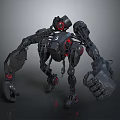 Black And Red Mechanical Creature Robot With Number 6 And Robust Limbs 3d model