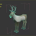 Standing Reindeer With Light Brown And White Coat And Antlers On Gray Background