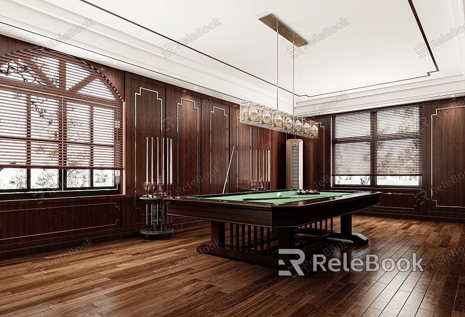 New Chinese-style Billiards Room Three-story Billiards Room Close-up model