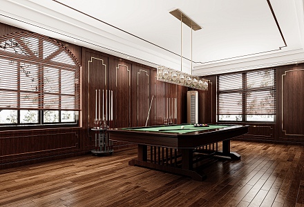 New Chinese-style Billiards Room Three-story Billiards Room Close-up 3d model