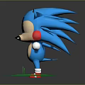 Blue Cartoon Hedgehog Character With White Gloves Red Shoes On Green Base