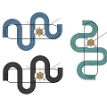Modern Designed Clocks Curved Tubular Shapes Blue Black Teal Round Dials