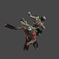 Game Movie Character with Antler Like Headgear Green Glowing Strips and Muscle Texture Body