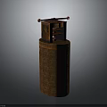 Vintage Hand Cranked Device with Brown Woven Cylinder and Red Handles