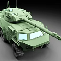 Green Military Wheeled Tank With Long Cannon And Modern Exterior Design