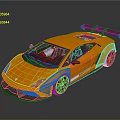 Orange Sleek Sports Car With Rear Spoiler Shiny Exterior And Alloy Wheels