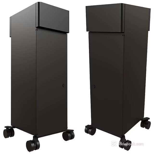 Sleek Black Rolling Cabinet With Mobile Storage Design And Smooth Wheels 3d model