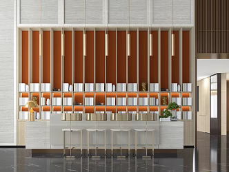 Light Luxury Bar Chair Combination Sales Office Front Desk 3d model