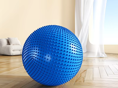 Blue Textured Fitness Ball For Indoor Exercise And Home Workout Equipment 3d model