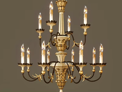 Ornate Classic Chandelier With Gold Accents And Multiple Candle Shaped Arms Design 3d model