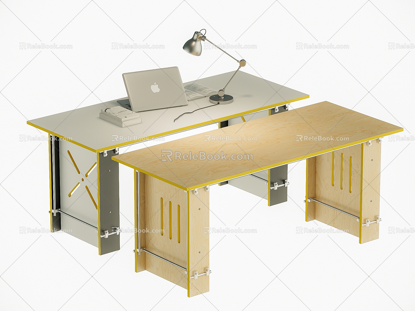 Modern Desk Combination Computer Desk Dining Table Wooden Table Ocean Board Table 3d model