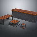 Industrial Furniture With Wooden Tops Metal Frames Console Bench And Side Tables