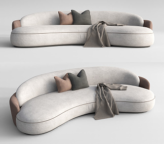 Modern Multiplayer Sofa Curved Multiplayer Sofa 3d model