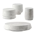Modern White Marble Round Tables Decor With Various Sizes And Smooth Textured Surface 3d model