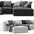 Sectional Multi Person Sofa With Plaid And Patterned Pillows In Modern Design 3d model