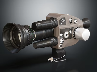 Vintage Movie Camera Classic Electronic Appliance With Retro Design Features 3d model