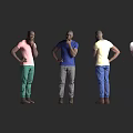 Man in Various Colored T Shirts and Pants Standing in Different Poses