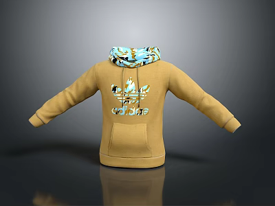 Warm Beige Hoodie With Colorful Graphic And Cozy Hooded Style 3d model