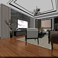 Living Dining Room Interior Design With Sofa Throw Pillows Coffee Table Dining Set Wooden Flooring