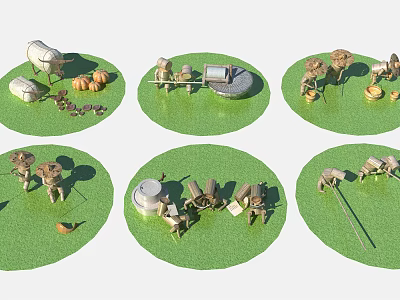 Chinese landscape sketch Wooden landscape sketch 3d model