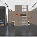 Modern Elegant Entrance Hall With Gray Walls Glass Partitions Cactus Sculpture And Metal Elements