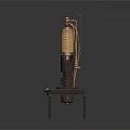 Glowing Vacuum Tubes On Metal Stand With Dark Background Display Setup