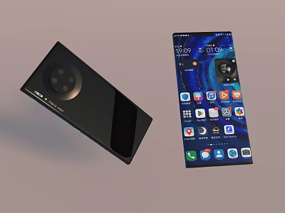 Modern Smartphone And Digital Device With App Icons On Screen Interface 3d model