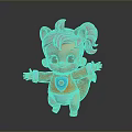 Cute 3D Squirrel Character With Pink Hair Ponytail Red Outfit Blue Emblem And Open Arms