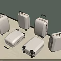 White Travel Suitcases With Multiple Sizes Retractable Handles And Rolling Wheels 3d model