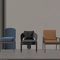 Modern Single Chairs Featuring Blue Fabric Black Cushioned Brown Leather With Metal Frame Design