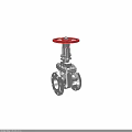Silver Industrial Gate Valve With Red Handwheel And Flange Connection