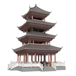 Chinese-style Tower Dong Nationality Landscape Tower 3d model