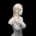 Woman with Long Blonde Hair 3D Model Upper Body on Black Background 3d model