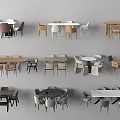 Various Dining Table Set Designs With Round Square Rectangular Shapes And Chairs 3d model