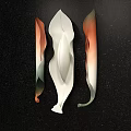 Modern Petal Shaped Wall Decor with White Orange Green Gradient on Black Background 3d model