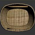 Handwoven Light Brown Wicker Basket With Two Handles And Intricate Weave