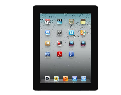 Black Frame Tablet Display With App Icons And Water Droplets On Gray Background 3d model