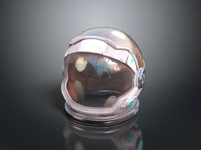 Futuristic Astronaut Helmet With Silver Metallic Texture Transparent Visor And Reflective Surface 3d model