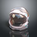 Futuristic Astronaut Helmet With Silver Metallic Texture Transparent Visor And Reflective Surface