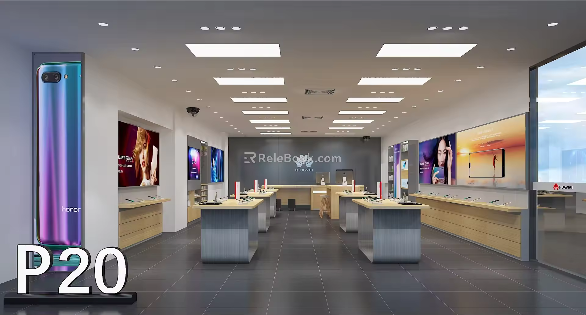 Modern mobile phone store Huawei mobile phone store 3d model