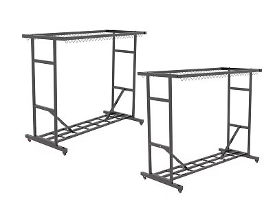 Two Sturdy Metal Hardware Tool Storage Shelving Units With Rolling Casters For Workshop Organization 3d model