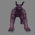 Purple Scary Game Movie Character Crawling With Long Ears Sharp Fangs And Claws