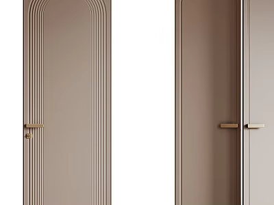 Modern Interior Swing Door With Beige Finish And Sleek Metal Handle Design 3d model