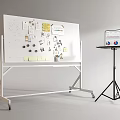 Creative Planning Whiteboard With Musical Instruments Art Supplies Notes Images And Laptop Stand