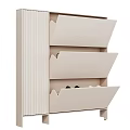 Beige Modern Functional Storage Cabinet With Ribbed Design Drawers And Open Compartment