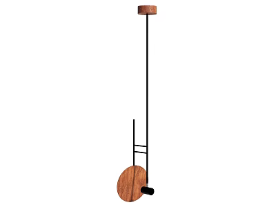 Modern Hanging Chandelier With Wooden Circular Base And Black Metal Frame 3d model