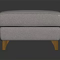 Light Gray Upholstered Sofa Stool With Wooden Legs For Modern Living Room