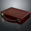Brown Leather Briefcase With Gold Clasps Handle And Sleek Reflective Surface 3d model