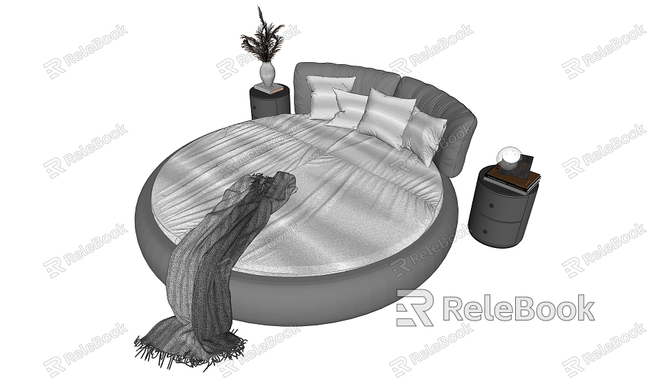 Modern Round Bed Double Bed Bedside Table model